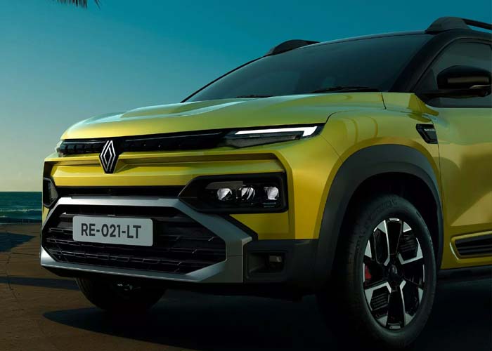 Renault Kiger Facelift 2025 in new Oasis Yellow paint shade. Kiger facelift launch India Aug 2025
