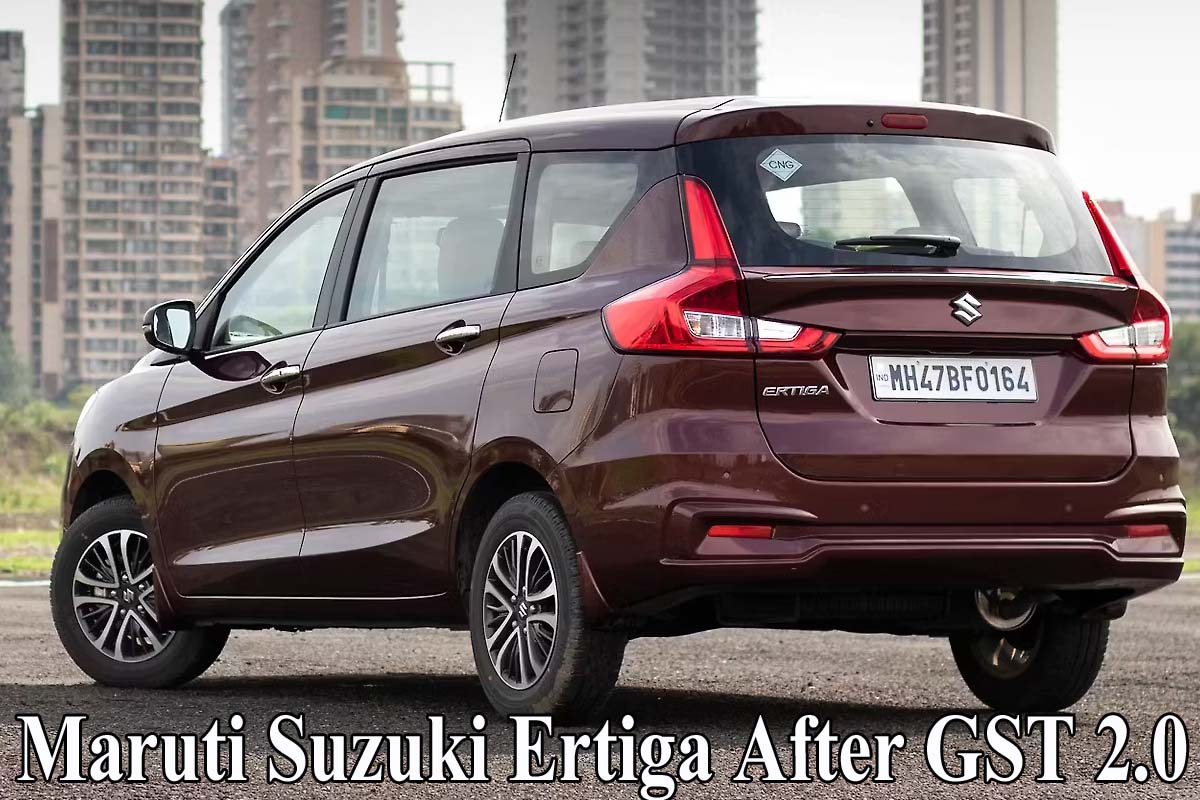 Maruti Suzuki Ertiga 2025 After GST 2.0 front and side view showcasing stylish exterior and design