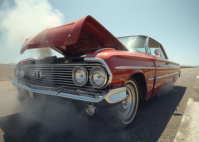 Car fluids being checked for preventive maintenance