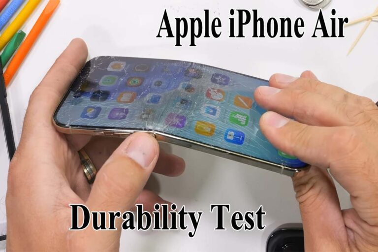 Apple iPhone Air front and back view showing titanium frame and Ceramic Shield 2 durability