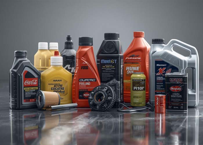 Car service tools placed near vehicle during checkup