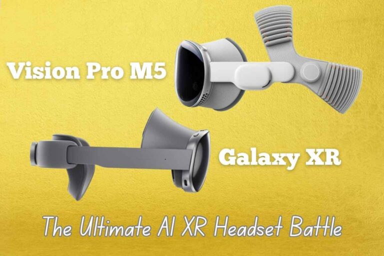 Apple Vision Pro M5 vs Samsung Galaxy XR 2025 side-by-side headset comparison