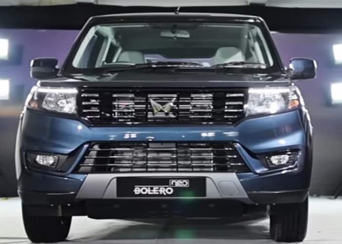 Jeans Blue Mahindra Bolero Neo 2025 showing side profile
