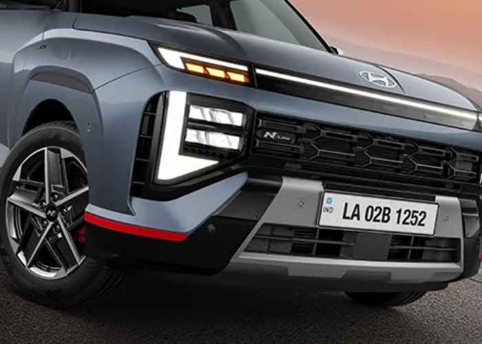 The all-new Hyundai Venue N Line 2025 front view with LED headlights and sporty grille