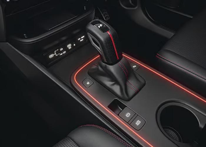 N Line steering wheel and gear knob inside Hyundai Venue N Line cabin