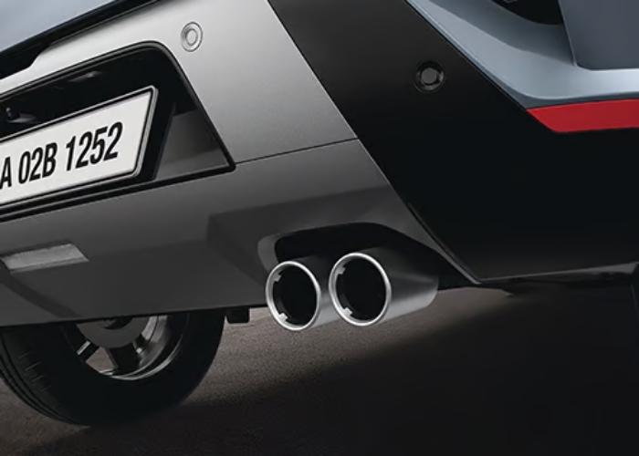 Hyundai Venue N Line 2025 interior showcasing red accents and touchscreen infotainment system