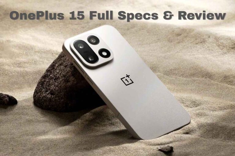 OnePlus 15 smartphone showing triple-camera design and AMOLED display in 2025.