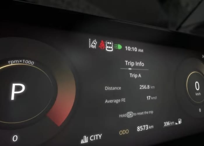 Display of Tata Sierra SUV’s petrol and diesel engine options