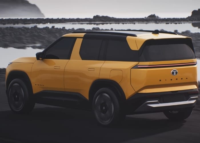 Close-up of Tata Sierra EV’s advanced multi-link rear suspension system