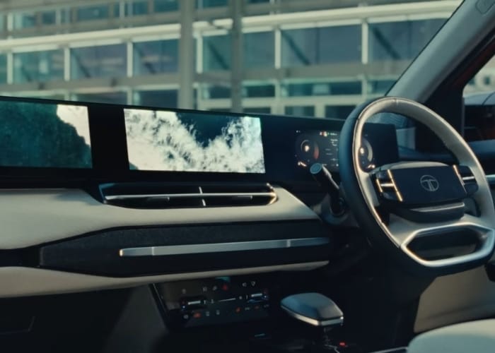 Rear view of Tata Sierra SUV with full-width LED taillight and bold stance