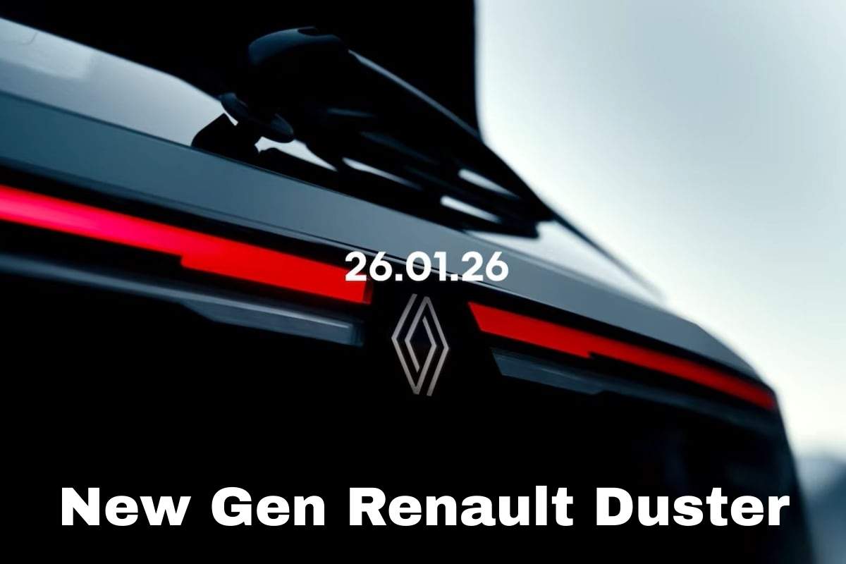 New Renault Duster 2026 India teaser showing LED lights and rugged SUV design